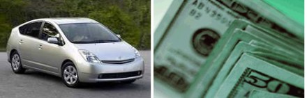 Toyota Prius i plik banknotów