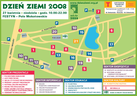 Mapa obchodów Dnia Ziemi 2008 w Warszawie