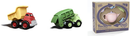 Eko zabawki Green Toys - ciężarówki i zestaw naczynek