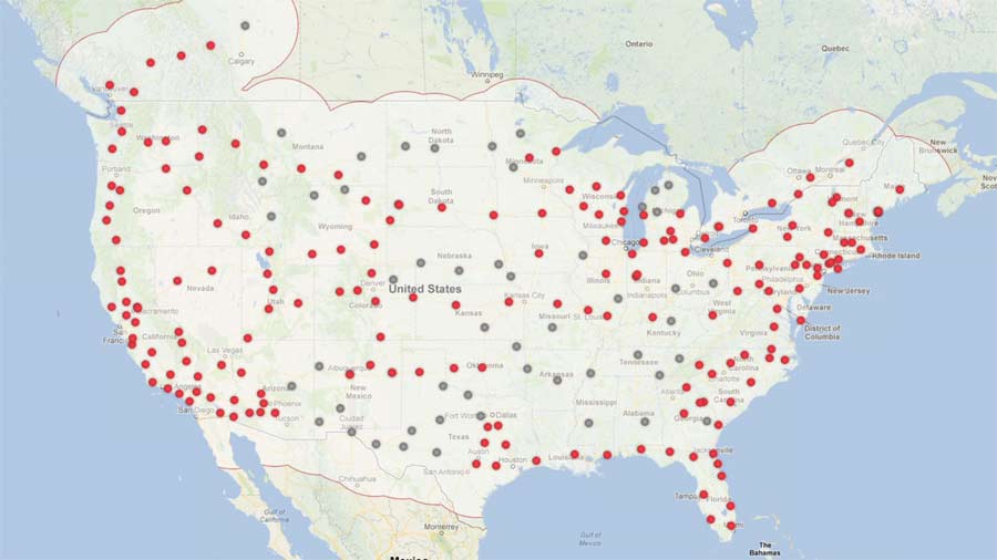 Tesla Supercharger - sieć stacji ładowania w USA