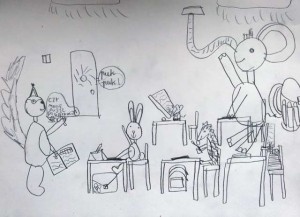 Dziecięcy rysunek szkoła zwierzęta